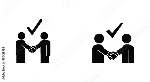 Two business partnerships with approval and agreement on white background