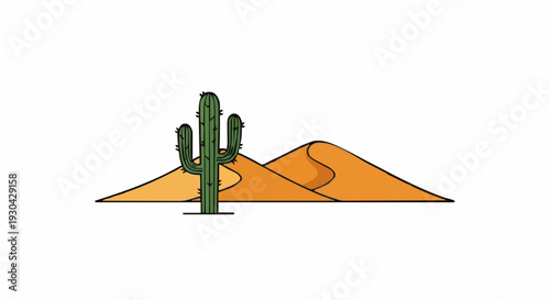 Saguaro Cactus Stands Tall Amidst Rolling Sand Dunes Under a Clear Sky