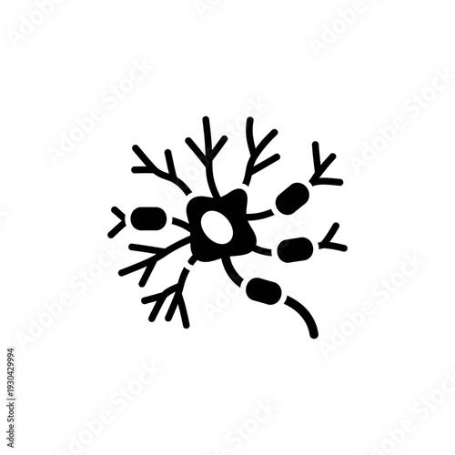 Black Abstract Neuron and Synapse Icon Illustration
