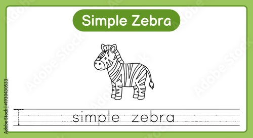 Simple Zebra Drawing for Kids Learning Alphabet Z