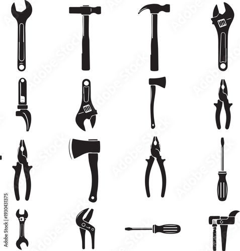 Tools icons set. Instruments signs collection. Vector illustration
