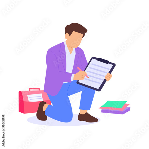 Quotation Preparation, drafting price offers for buyers, Flat vector character illustration