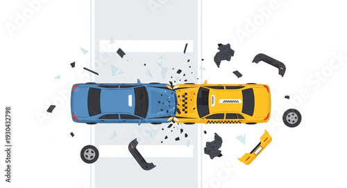 Cars Colliding on Road Accident.