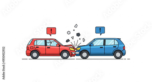 Cars Colliding with Speech Bubbles.