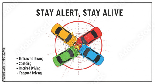 Cars Colliding with Safety Message.