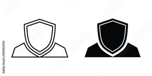 Security Shield Icon Person Identity Protection Vector