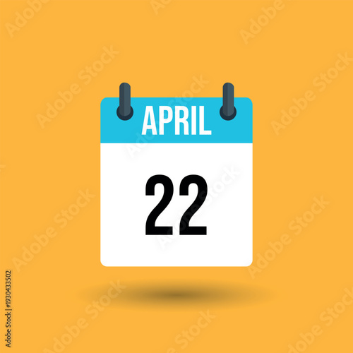Calendar page april 22 date