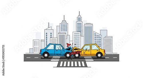 Cars Stuck in City Traffic Jam.