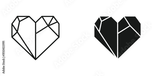 Heart Gem Icon Geometric Love Symbol