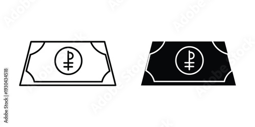 Ruble Banknote Currency Symbol Line Art Silhouette Commerce