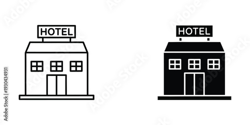 Hotel Building Icon Outline Solid Hospitality Business