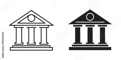 Bank Building Icon Finance Institution Symbol Government Structure Pillar Facade Commercial Asset