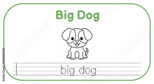 Cute Cartoon Big Dog Drawing for Kids Learning to Write