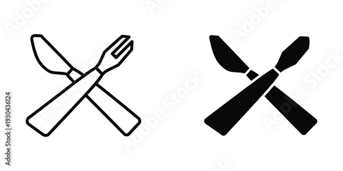 Fork Knife Icon Set Restaurant Service Symbols