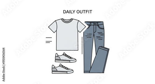 Casual Outfit Illustration with Clothing Items.
