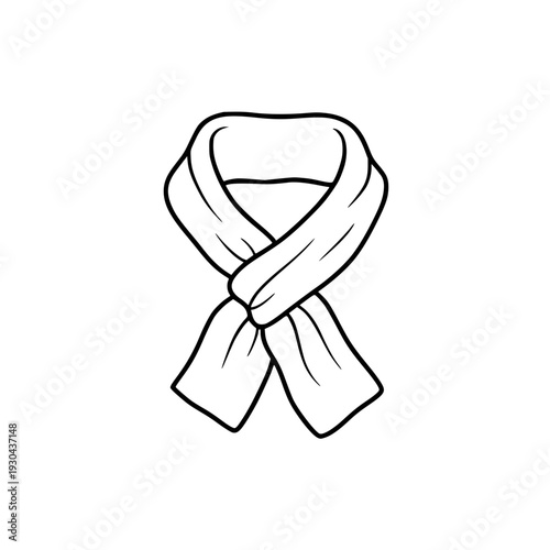 Warm cozy scarf outline simple illustration