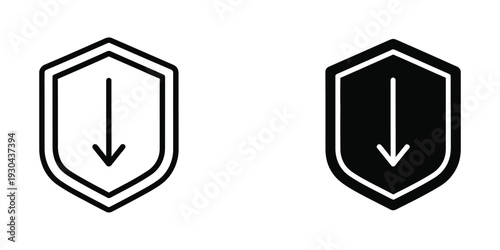 Shield Down Arrow Icon Security Protection Vector