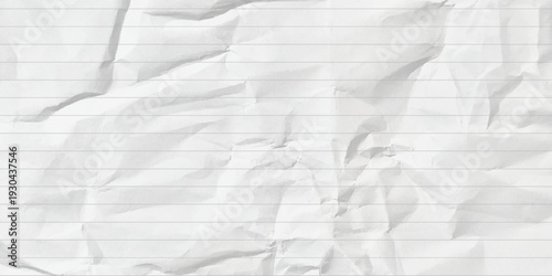 Crumpled Lined Paper Background. Realistic Crumpled Paper School Notebook Scrapbooking Grunge Texture. Horizontal Background Crumpled Torn and Wrinkled Paper. Trendy Modern Vector Illustration Element