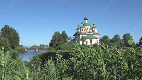 Smolensky Cathedral in a summer landscape on a sunny day. Olonets, Karelia, Russia