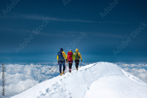 Climbers on the Summit Ridge of the Mont Blanc