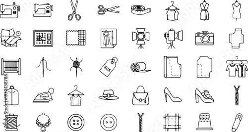 Collection of Fashion and Clothing Icons.