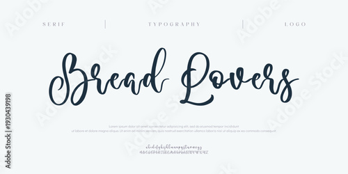 Bread Lover, Elegant script alphabet letters font and number. Classic Lettering Minimal Fashion Designs. Typography modern serif fonts regular decorative vintage concept. vector illustration
