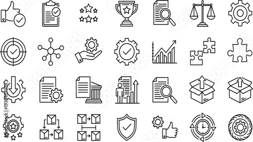 Wallpaper Mural Set of professional global business teamwork and corporate community icons including people connection collaboration leadership management hierarchy handshake partnership and creative group idea Torontodigital.ca