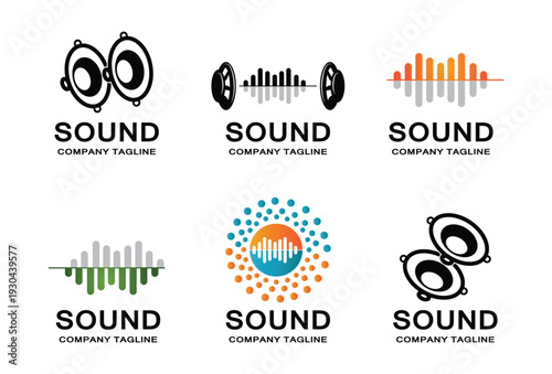 Sound wave logo design audio music equalizer speaker technology modern abstract graphic