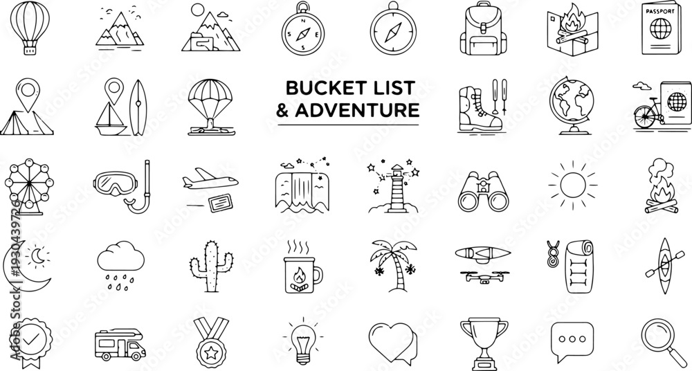 Naklejka premium Collection of Travel and Adventure Icons.