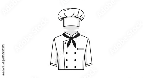 Chef Uniform Hat and Jacket Illustration.