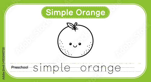 Cute Simple Orange Fruit Drawing for Preschool Learning and Tracing