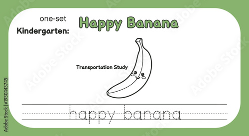 Happy Banana Cartoon Character for Kindergarten Learning and Transportation Study