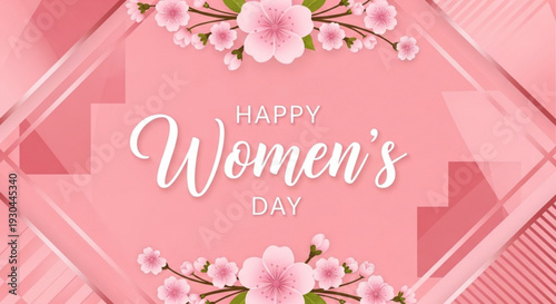 Happy Women's Day celebration with beautiful cherry blossoms