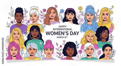 Diverse women celebrating International Women's Day together