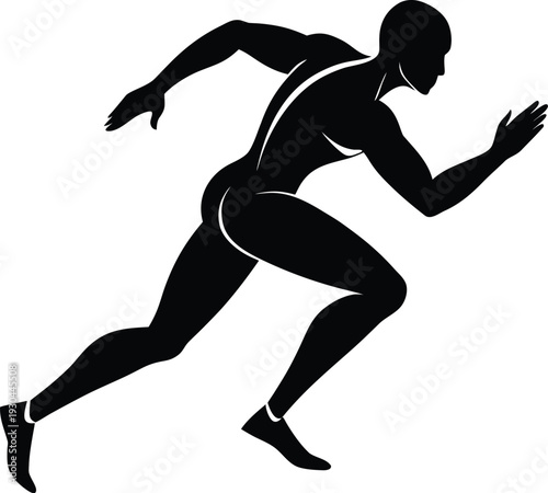 A male sprinter in a dynamic running pose
