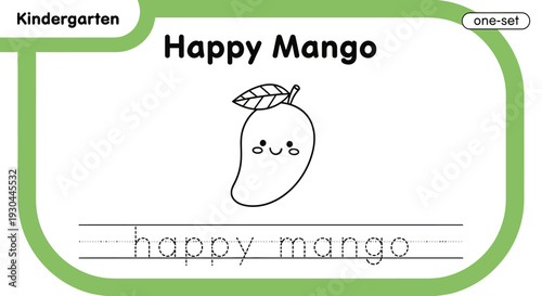 Happy Mango Coloring Page for Kids Kindergarten Learning Activity