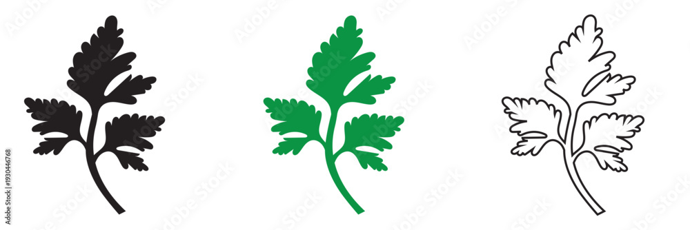 Fototapeta premium Wild Herb Silhouettes Vector Set Isolated. Collection of wild herb silhouettes in flat vector style, isolated on white background for eco design and natural themes.