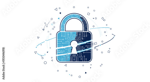 Digital Padlock Security Lock Cyber Protection.