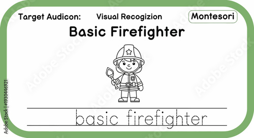 Montessori Basic Firefighter Visual Recognition Card for Kids Education