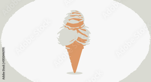 Orange and White Swirled Ice Cream Cone.
