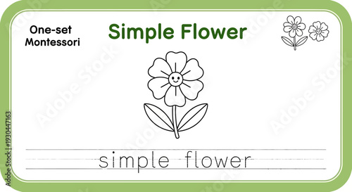 Montessori Simple Flower Coloring Page for Kids Education