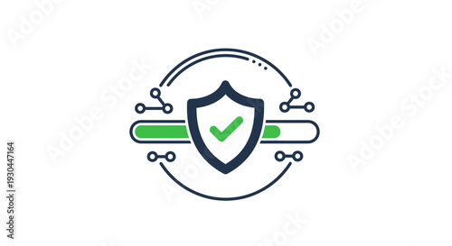 Shield with Checkmark and Circuit Lines.