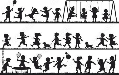 Black silhouettes of jazz musicians and orchestra band playing instruments including piano trumpet saxophone double bass and violin on white background. (22 words)