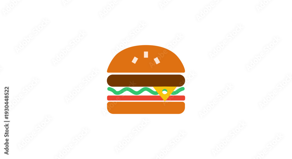 Fototapeta premium Cartoon Burger Illustration with Cheese Vector Graphic 