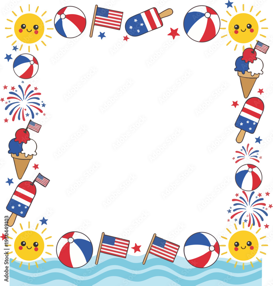 Obraz premium Patriotic Summer Holiday Frame Illustration Design