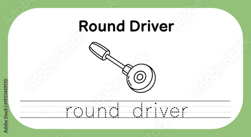 Round Driver Tool Illustration for Children's Learning and Tracing Practice