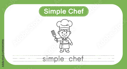 Simple Chef Character Illustration with Spatula, Cartoon Style