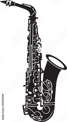 Minimalist Alto Saxophone Silhouettes for Jazz Graphic Design