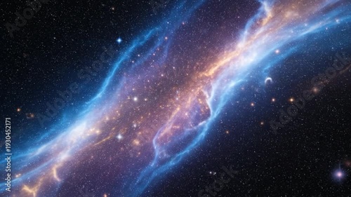Vivid Deep Space Image of a Bright Nebula and Glowing Interstellar Dust Clouds in the Galaxy