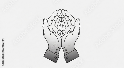Hands cupped together in prayer or supplication gesture with cuffs
